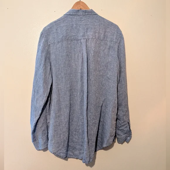 Gap 100% Linen Chambray Boyfriend Shirt Size Large L - Picture 4 of 6